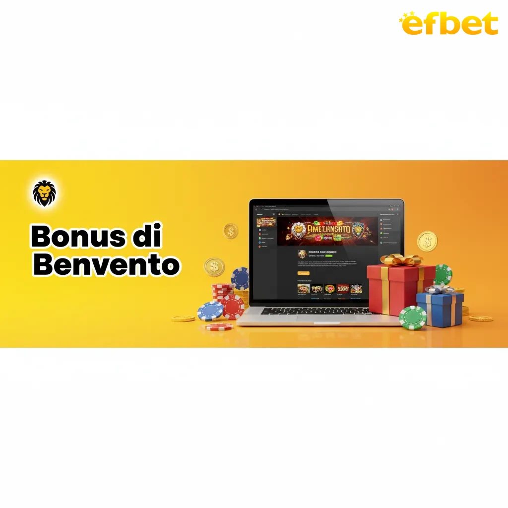 Banner promozionale Bonus di Benvenuto 100%: Slot fino a 200€, Scommesse fino a 100€, Live cashback fino a 50€.