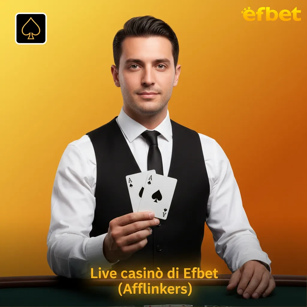 Schermata del live casinò Efbet con croupier in HD e icone di Lightning Roulette, Blackjack, Baccarat e game show.