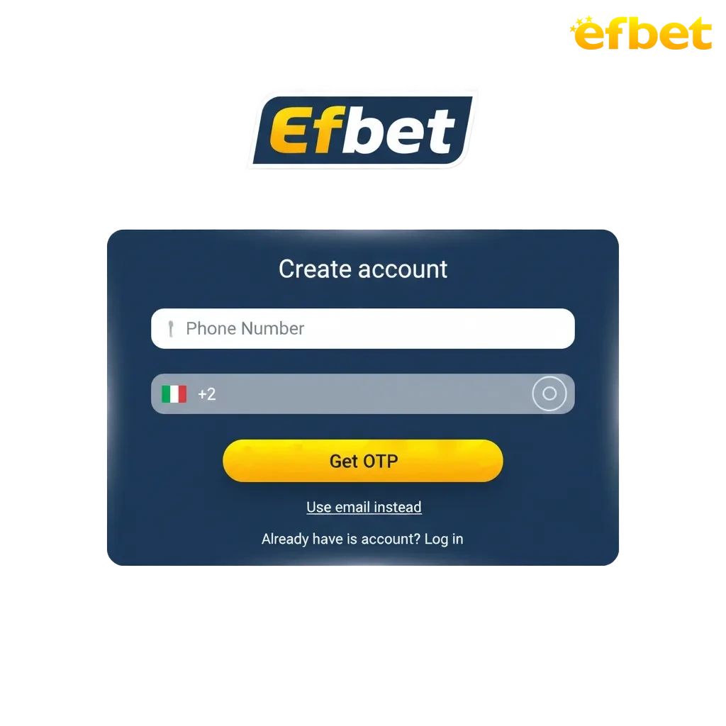 Grafica Efbet su registrazione, login e verifica: bonus 100%, scommesse e casinò; sito e app sicuri in Italia.