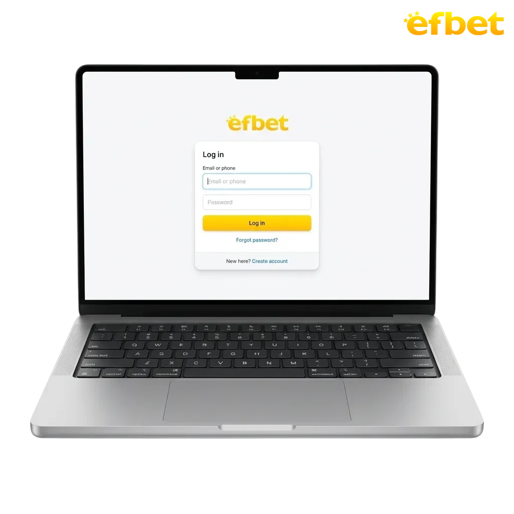 Login screen for Efbet (Afflinkers) account access in Italy with sports betting and casino games options