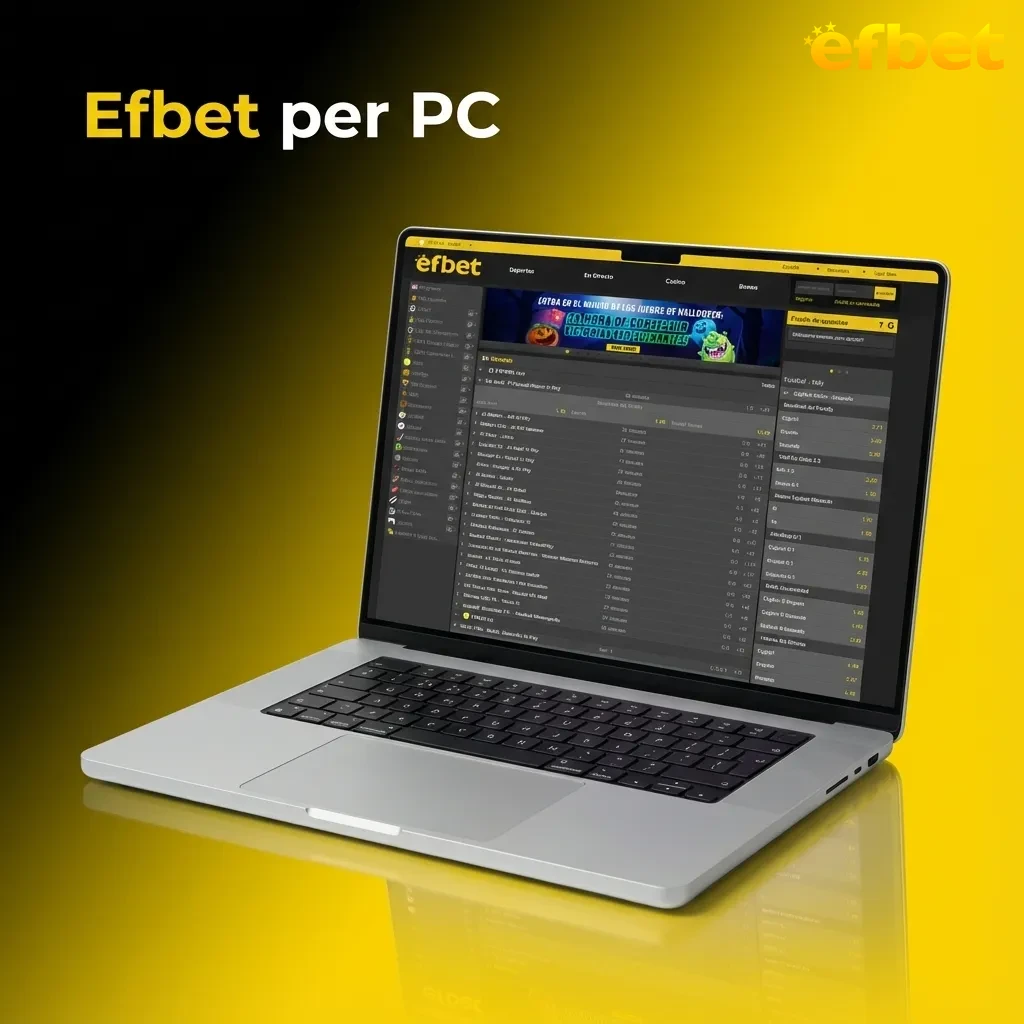 Schermata del sito Efbet aperto su browser desktop con interfaccia ottimizzata per gioco online su PC