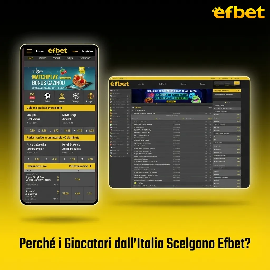 Italian players choosing Efbet casino platform showing security features, payment methods, and game variety options