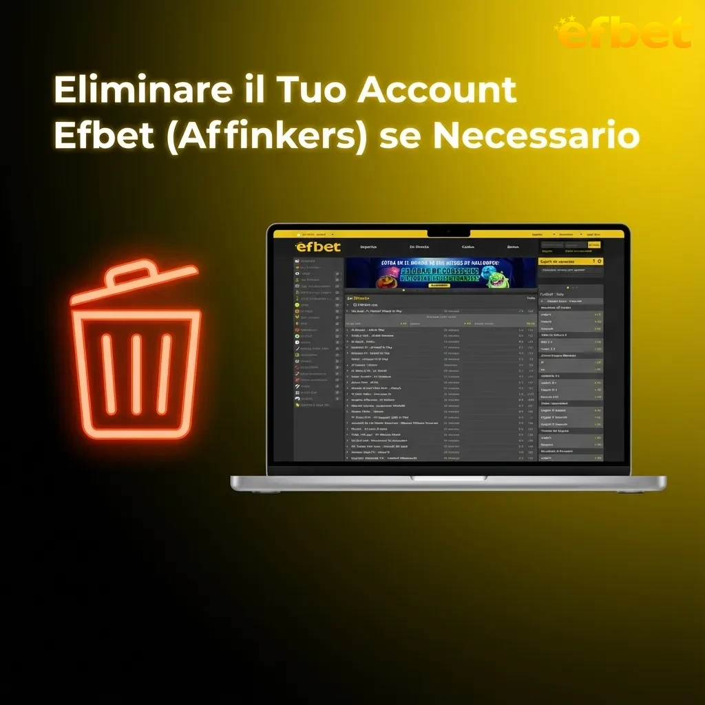 Step-by-step guide showing Efbet account deletion process through profile settings and confirmation steps